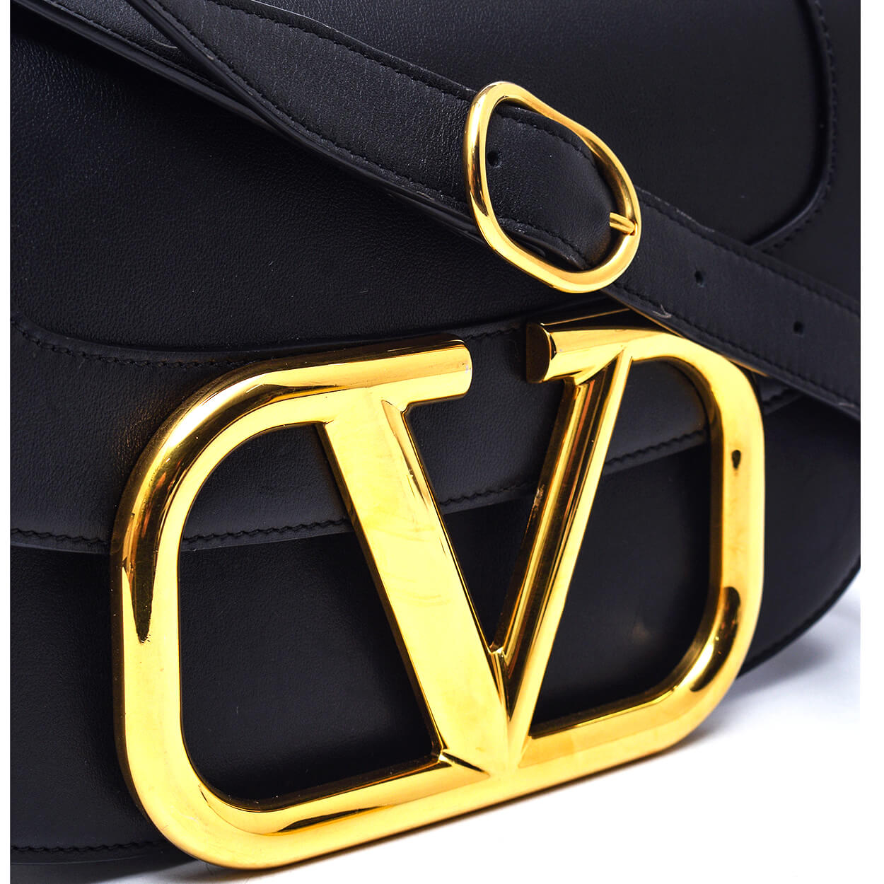 Valentino - Black Calfskin Leather Supervee Shoulder Bag 